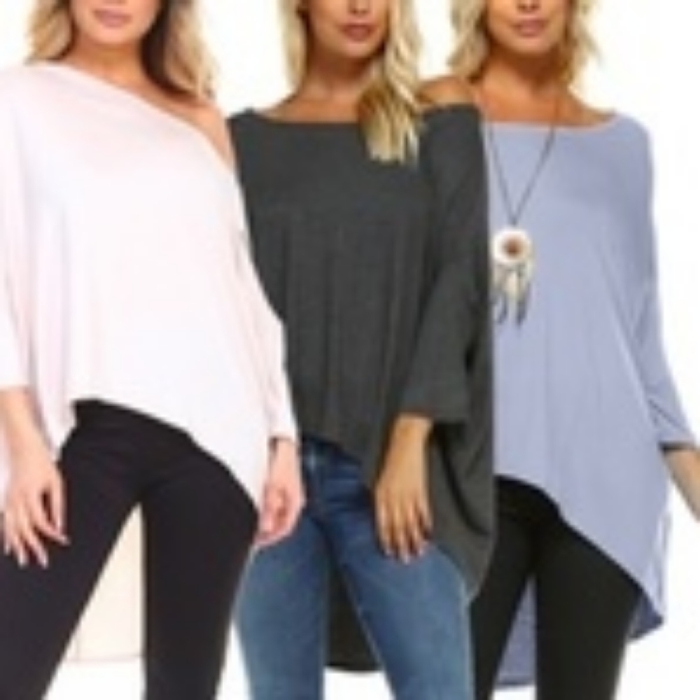 Isaac Liev Women's Baggy Batwing Off-Shoulder Top